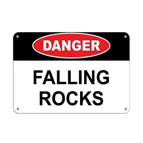 

Danger Falling Rocks Hazard Sign Construction Decorative Metal for Road Tin Art Decor Aluminum