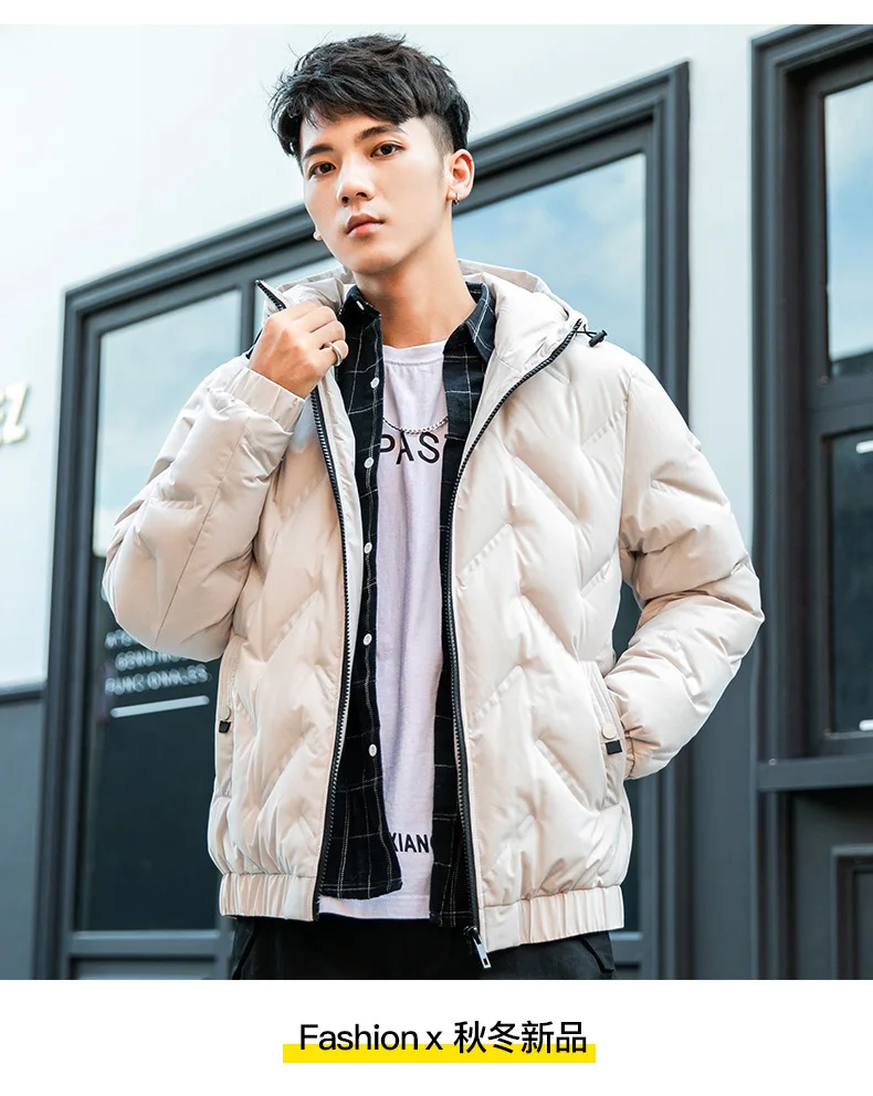 Зима, модный стиль, простой пуховик с капюшоном, интенсивное черное пальто, теплая сероватая верхняя одежда с несколькими карманами