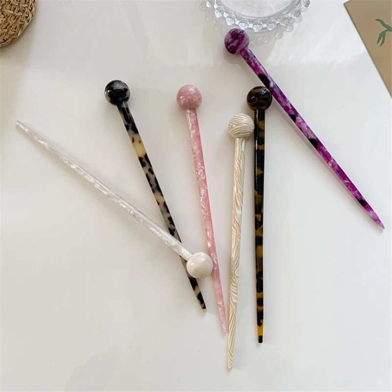 New Hair Sticks Acetate Ball Chopstick Women Hairpins Hair Clips Pins Wedding Jewelry Accessories for Hair Clips Hair Accessories
