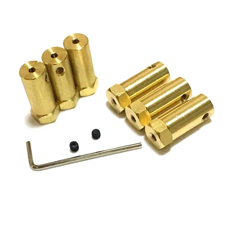 5pcs Hexagonal Brass Coupling length 30mm Hex Connector Robot Accessories Shaft 3mm 4mm 5mm 6mm 7mm 8mmYellow Copper Screw Wheel | Игрушки и