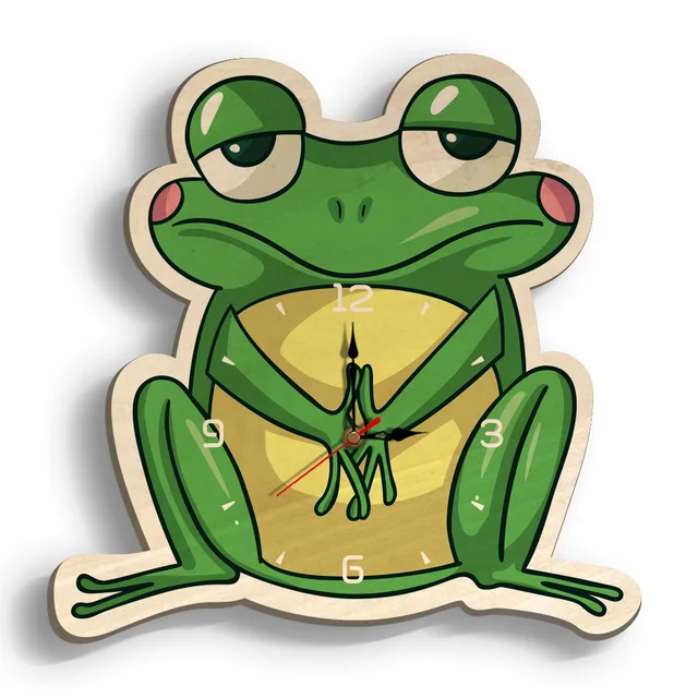 Trendy frog decor for baby room Wooden Clock High Quality Uv Printing Lovely Frog Baby Room Cartoon Decor Silent Movement Battery Power Living Creative Wall Clocks Aliexpress