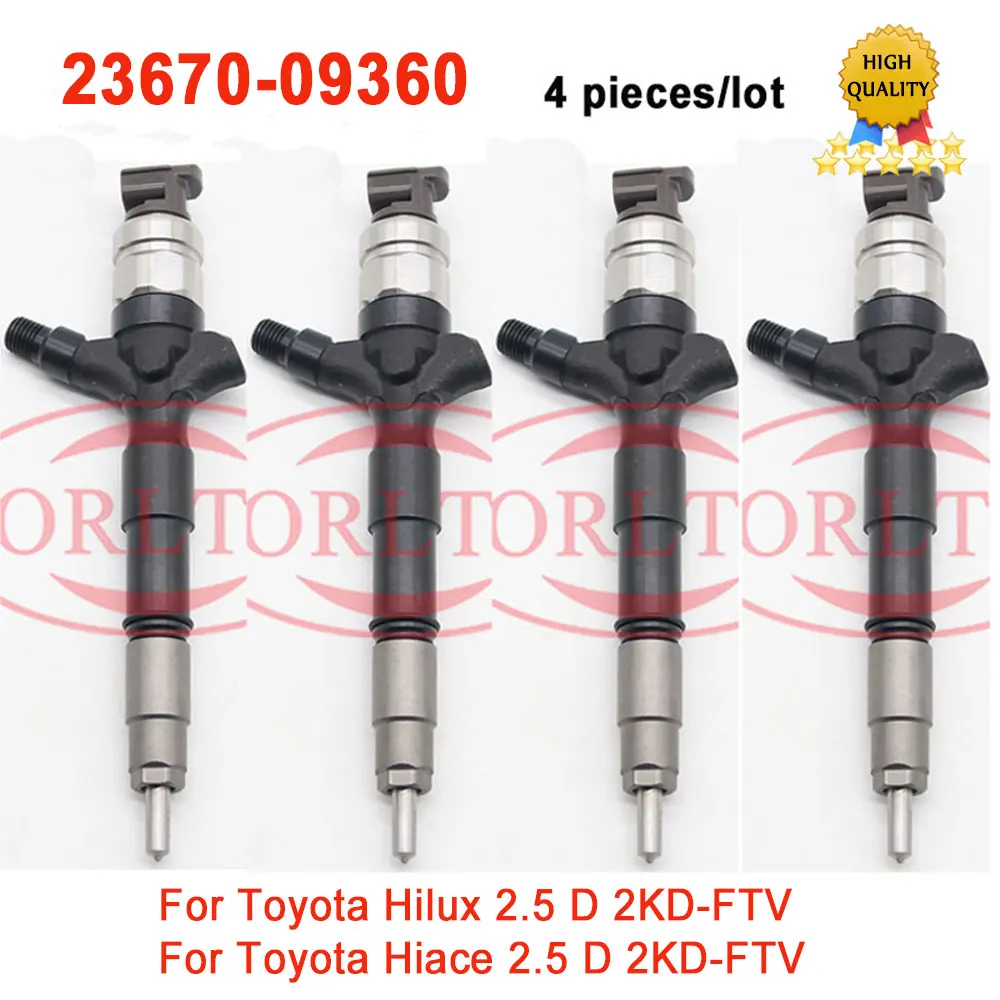 4Pcs 2KD FTV injector 23670 09360 for DENSO injection diesel forTOYOTA