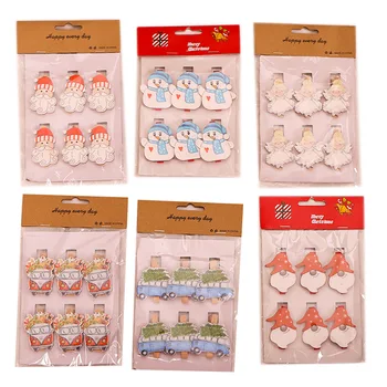 

2020 Christmas Wooden Note Cartoon Clips Photo Clip Xmas Navidad Decorations for Home Natal New Year 2021 Ornaments cp2724