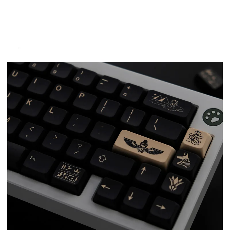 Chaves Gmk Faraó Tema Keycaps Preto Amarelo Pbt Cinco Lados Sublimação Keycap Xda Perfil para mx Interruptor Teclado Mecânico 140 - Imagem 3