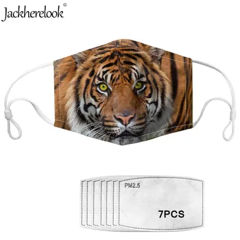 

Jackherelook Tiger Animal Face Kids Masks 7PCS Filters Paper Anti Haze Mouth Facial Mask Anti Dust Mask Health Care Mascarilla