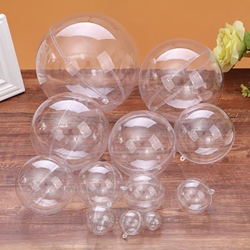 

5PCS Transparent Plastic Balls Christmas Universal Gift Packing Baubles Sphere Fillable Xmas Tree Ornament Decorations 5-10cm