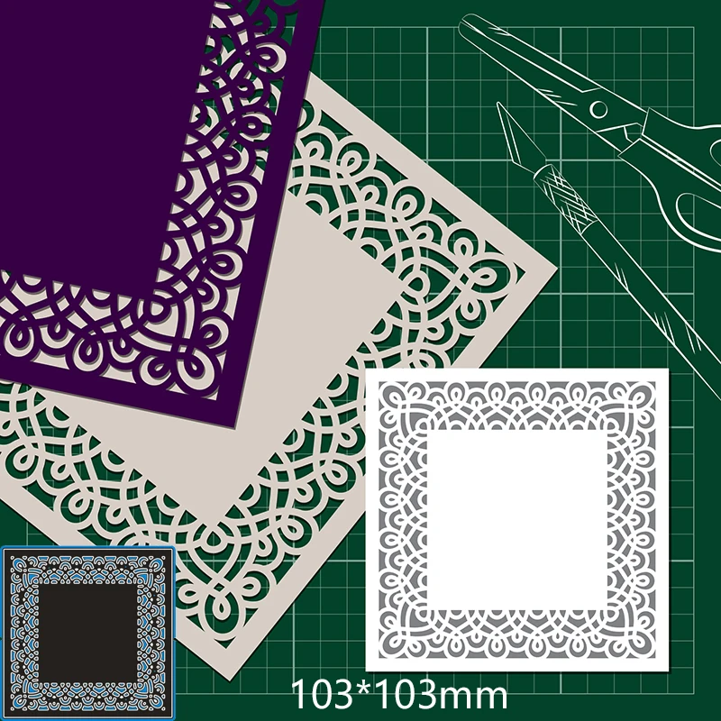 Metal Cutting Dies Square flower border new for decor card DIY Scrapbooking stencil Paper Album template 103*103mm | Дом и сад