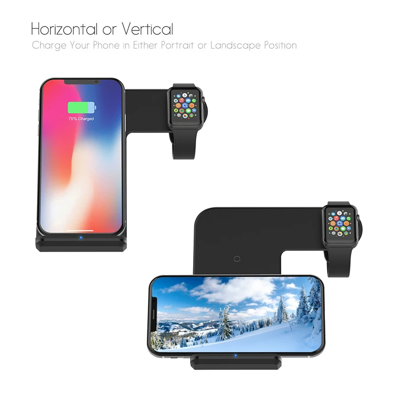 Быстро Беспроводной Зарядное устройство для iPhone 11 Pro Max X XR XS Max 2-в-1 Qi Беспроводной Зарядное устройство быстрой зарядки док-станции для Аксессуары для iwatch