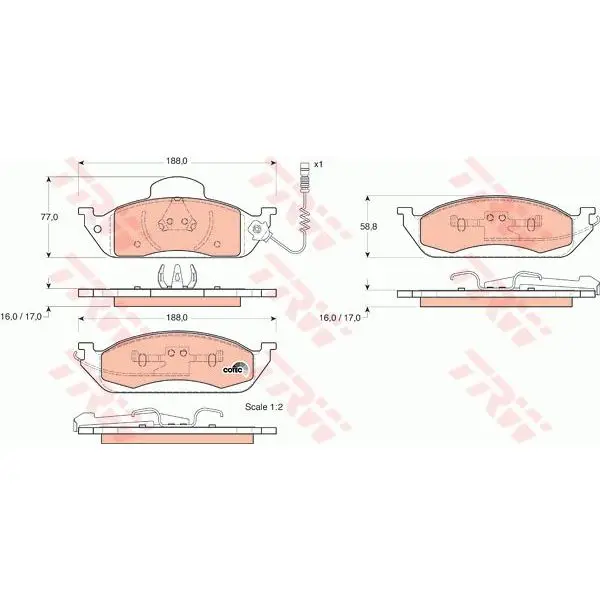 Колодки тормозные MERCEDES W163 ML230-ML430 передние TRW GDB1378