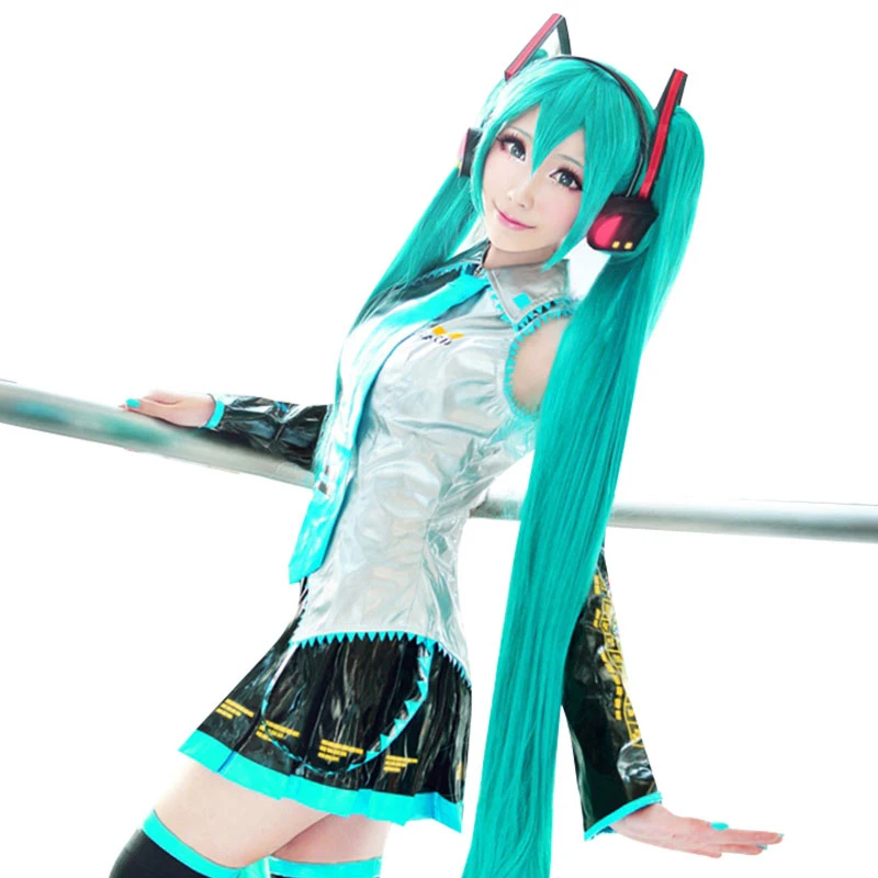 Хацунэ Мику Copaly парик аксессуары Хэллоуин игра Hatsune парик Мику 150 см Cospaly головной убор синий зеленый Небесно-Голубой Украшения