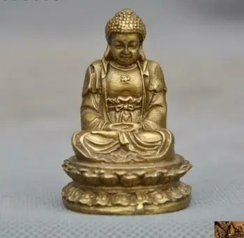 

2" Chinese Buddhism temple brass Shakyamuni Sakyamuni Tathagata Buddha statue