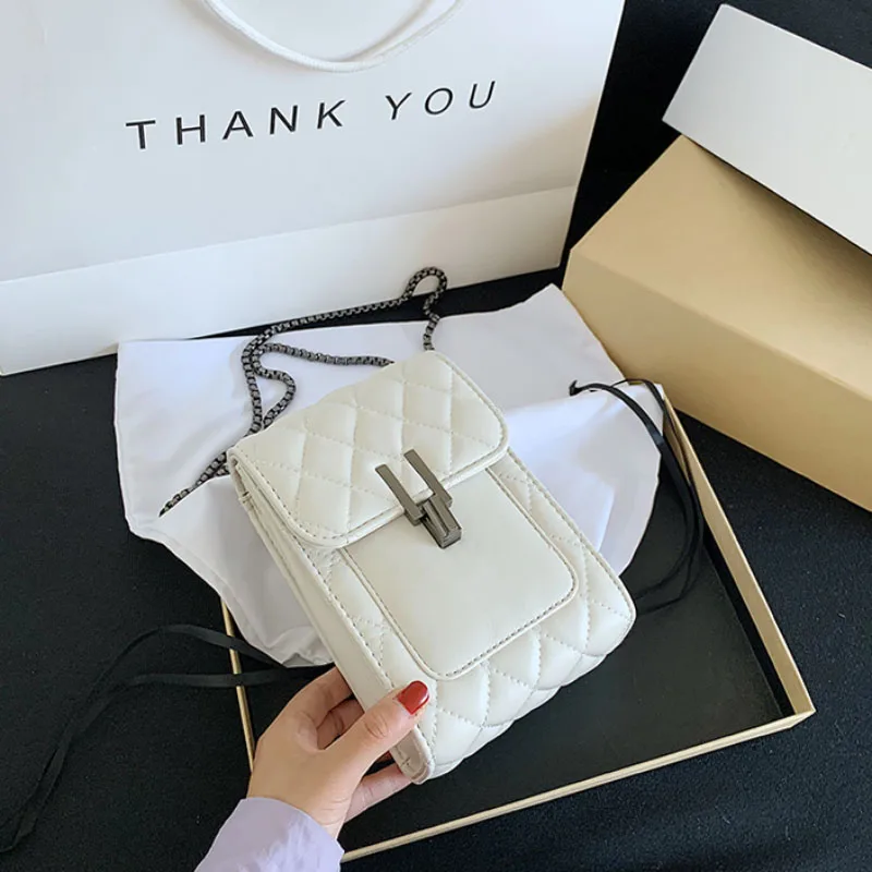 

2020 Summer New Small Bag Mini Female Bag Fashion Mobile Phone Bag Lingge Chain Bag Shoulder Bags Ladies Messenger Bags