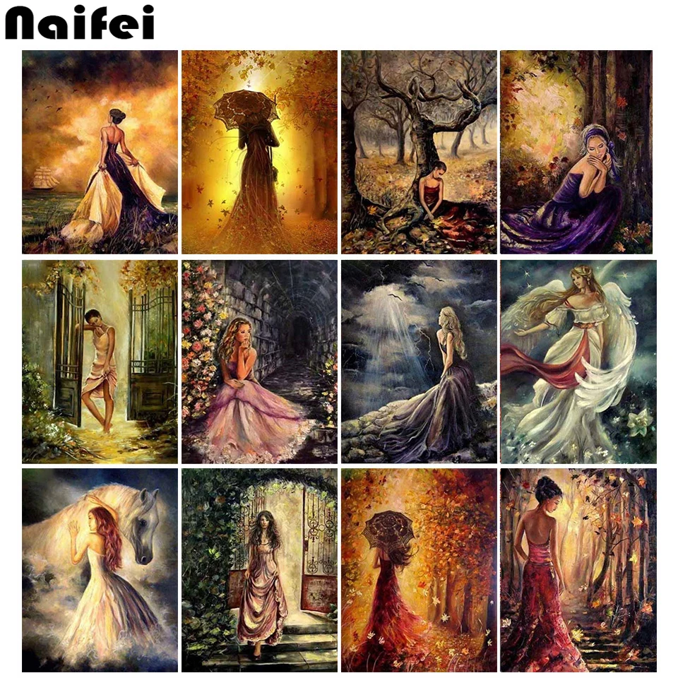 Алмазов картина женской камни в форме ромба круглые стразы 5D DIY Алмазная вышивка