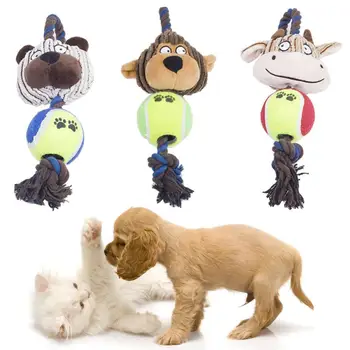 

Pet Dog Chewing Toy Dog Supplies Corduroy Tennis Ball Cotton Rope Dogs Chewing Squeaky Toy 3 Styles Funny Tool Products Animal