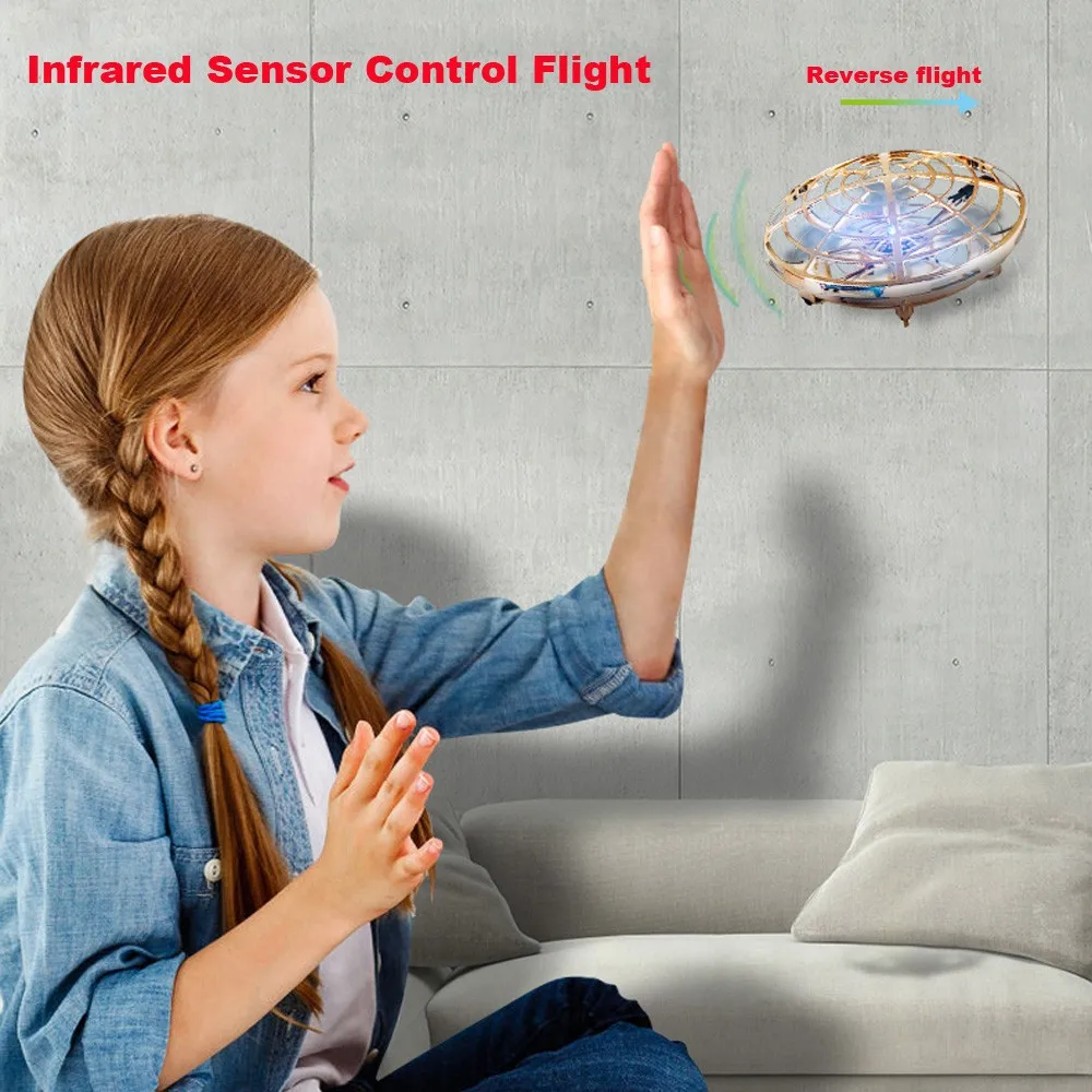 Mini Anticollision Sensor Induction Hand Controlled Altitude Hold Mode Ufo Drone Stranger Things Toys For Children#p5