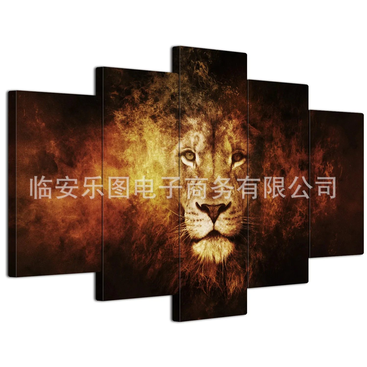 

Cross Border Frameless Painting Core Retro 5 Joint Abstract Animal Lion Canvas Modern Living Room Decorative Painting Spray-prin