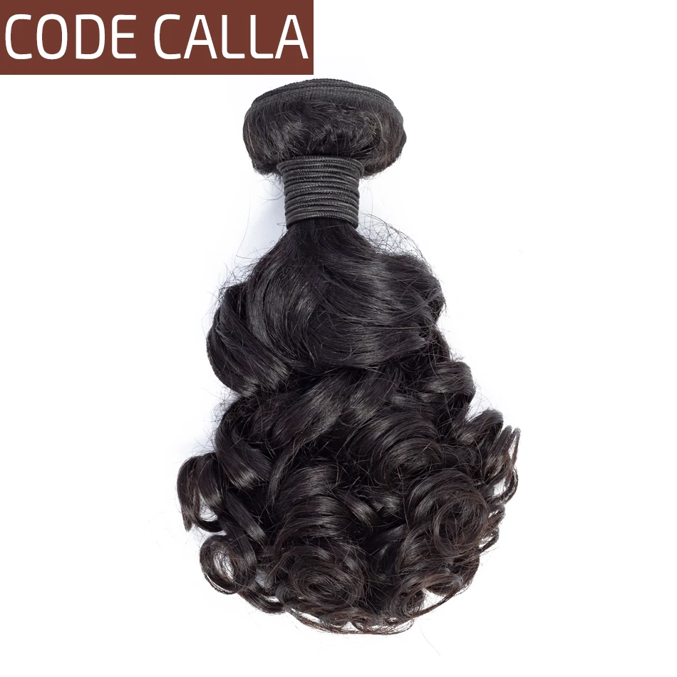 

Code Calla Bouncy Curly Hair Bundles Brazilian Remy Human Hair Weave Extensions Bundles Weft Weave Natural Black 1B For Women