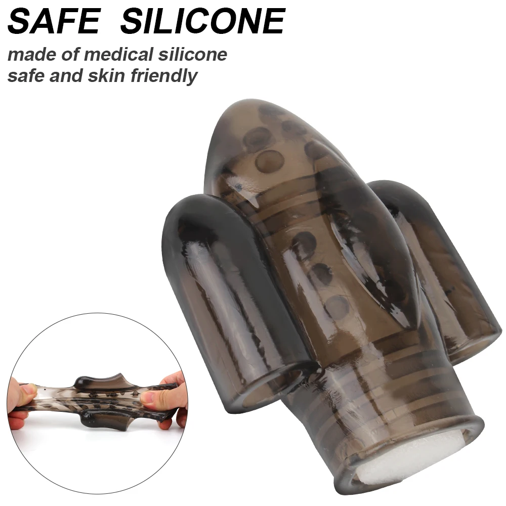 Delayed Ejaculation Trainer Penis Vibrator Glans Sucking Silicone Spikes Cock Sleeve Sex Toys For Men 10 Modes Male Masturbator - Vibrators image photo