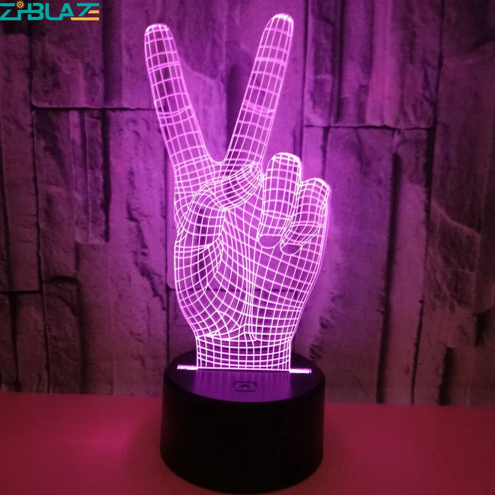 ZHBLAZE 3D иллюзионная лампа жест акриловый светодиодный ночсветильник подарок на