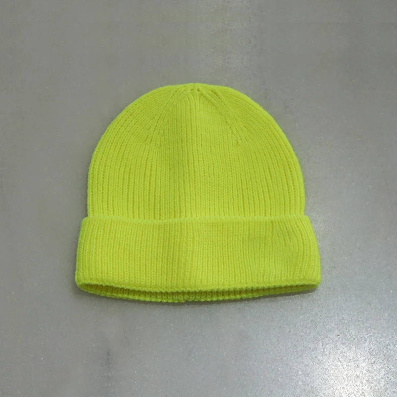 bright yellow Шапка бини для осени зимы, новая шапка со смайликом, Детская вязаная шапка в стиле хип-хоп, уличные зимние шапки для детей, шапочки - Цвет: bright yellow