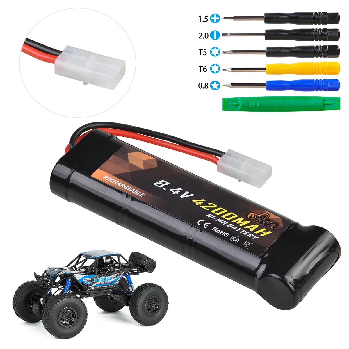 

8.4V 4200mAh Battery for RC Toys Racing Car Truck Tank Boat Aircraft Airplane Helicopter, Tamiya Connectors Rechargeable Batteri