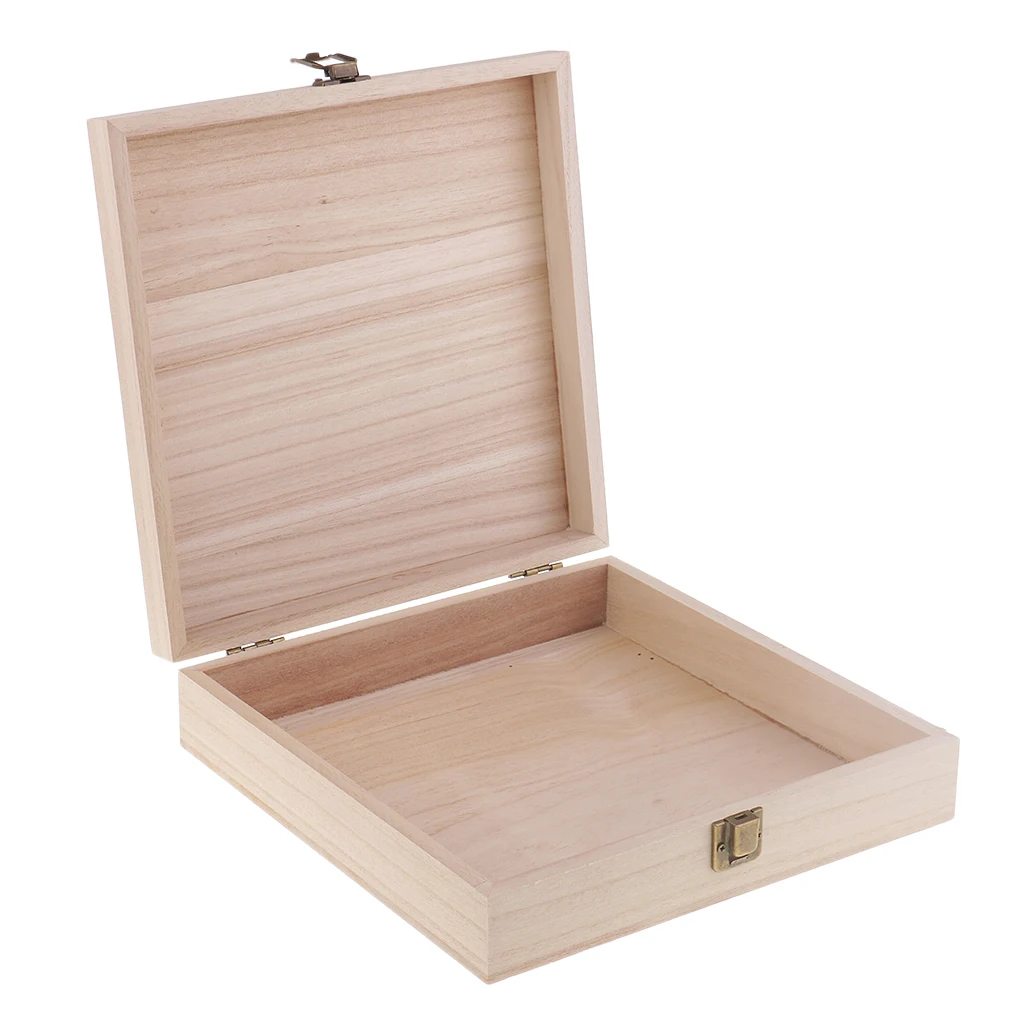 Rusticity Wood Box Wooden Storage Case for Craft Coin Cash Treasure Box Jewelry Home Unfinished Gift Boxes for Organizer Case