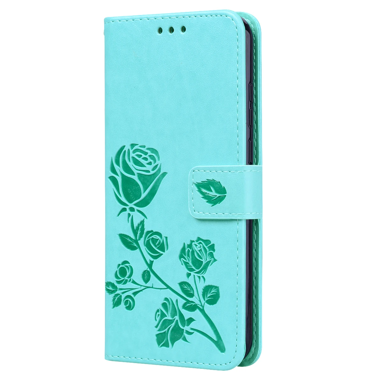 Capa de telefone de couro flip horizontal imitando superfície espelhada  para Nokia C21 (verde menta)