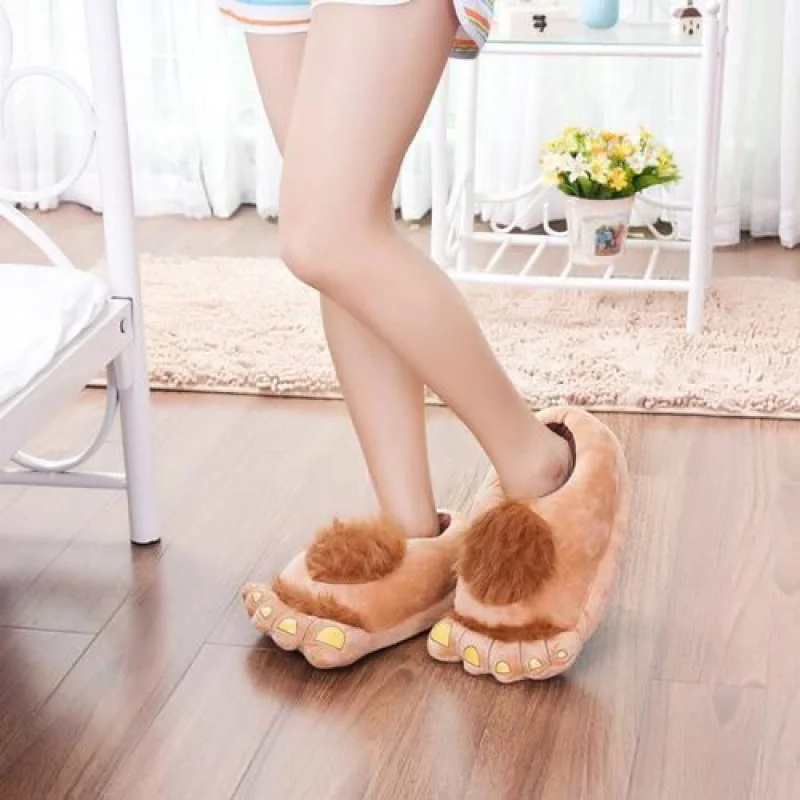 Unisex Couple Warm Home Slippers Cartoon Anime Big Feet Indoor House Cotton Shoes Men Spring Winter Slippers Plush Warm Non-Slip