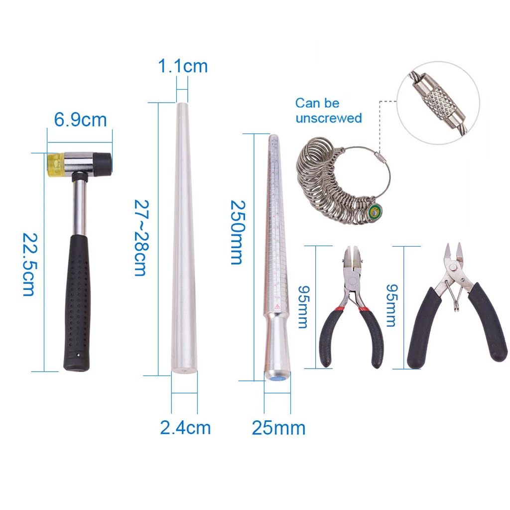

6 Sets Metal Ring Sizer Gauge Mandrel Finger Sizing Measure Stick Standard