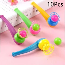 Boules de soufflage flottantes en plastique pour bébé, 10 pièces, tube de respiration, boule suspendue, entraînement à l'équilibre, jouets de famille