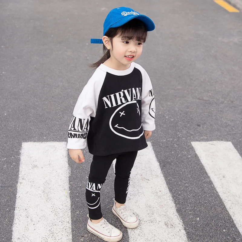 

2019 Spring And Autumn New Style Childrenswear Korean-style GIRL'S Suit Female Baby Clothes Casual Sports Long Sleeve Two-Piece