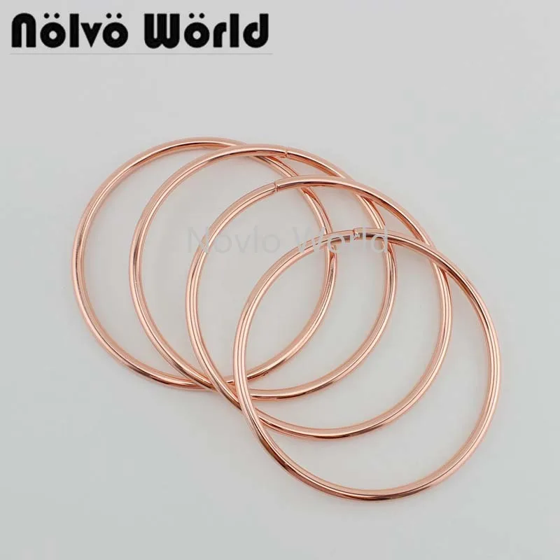 

1 piece test, inner width 10cm 4", rose gold metal O ring bag handle iron wire circle women handbag hand pull diy accessories