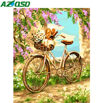 

AZQSD Draw By Number On Canvas Bicycle Flower Paint By Numbers HandPainted Oil Painting Home Decor Gift Art DIY