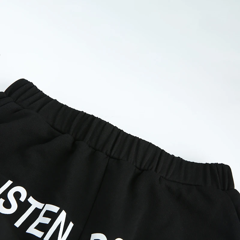 TCJULY Модные Хлопковые Штаны-шаровары с буквенным принтом, женские повседневные черные брюки с эластичной резинкой на талии, уличные обтягивающие штаны для бега