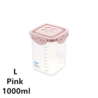 Контейнер для хранения еды герметичные пластиковые контейнеры для хранения запечатанные банки грубая контейнер для крупы пластиковая коробка контейнер для хранения - Цвет: Pink-L