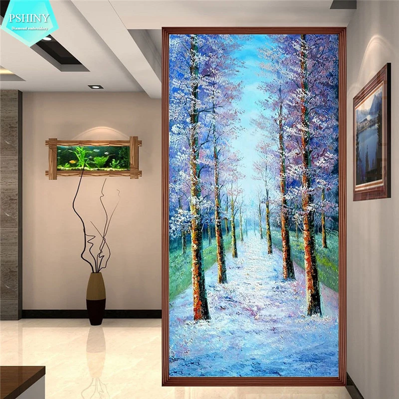 

5D DIY Diamond embroidery birch trees landscape backdrop pictures Home Decor Fully Resin round rhinestone Painting cross stich