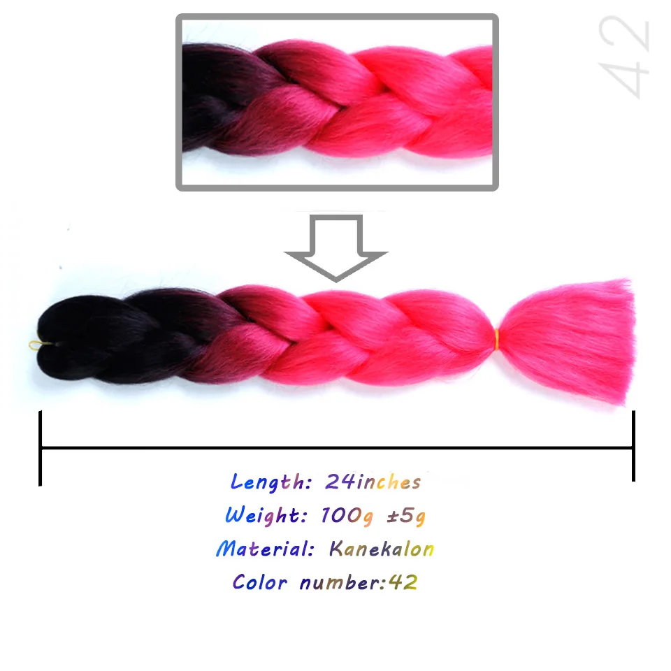 Высокая термостойкая африканская большая оплетка плетеные регги дреды Цвет Градиент синтетические плетеные волосы - Цвет: #6