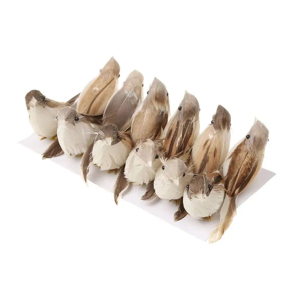 12 Pcs Artificial Feather Bird Decor Craft Wedding Doves Ornament Bird Adornment 3D Foam Fake Dove Christmas Tree Decoration