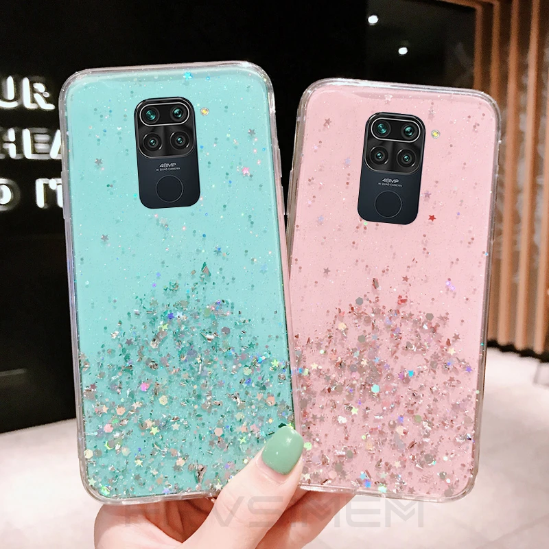 Redmi 9 9A 9C NFC Note 9S 9 Pro Max Silver Foil Bling Glitter Star Clear Case Cover For POCO X3 Redmi 8 8A Note 8T 8 Pro Note9