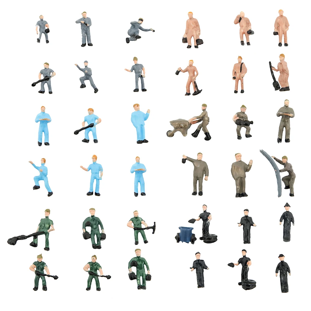 25pcs/lot HO 1:87 Scale Miniature Workers Model DIY Model Making Railway Train Architectural Figures with Ladders for Diorama 3
