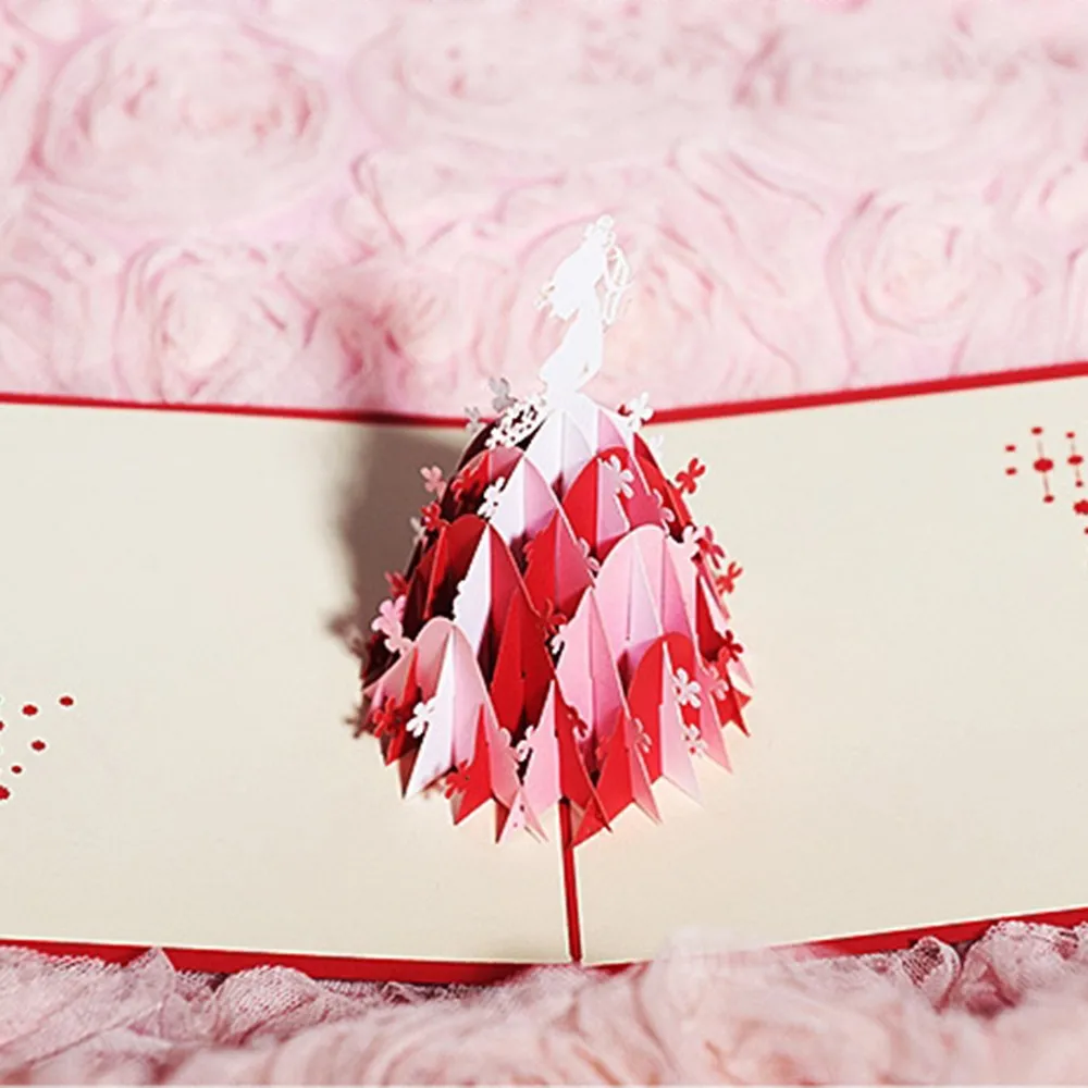  1PC 3D Laser Cut Stereoscopic Bride Shaped Card Handmade Wedding Greeting Invitations Card Hollow P - 4000266438553