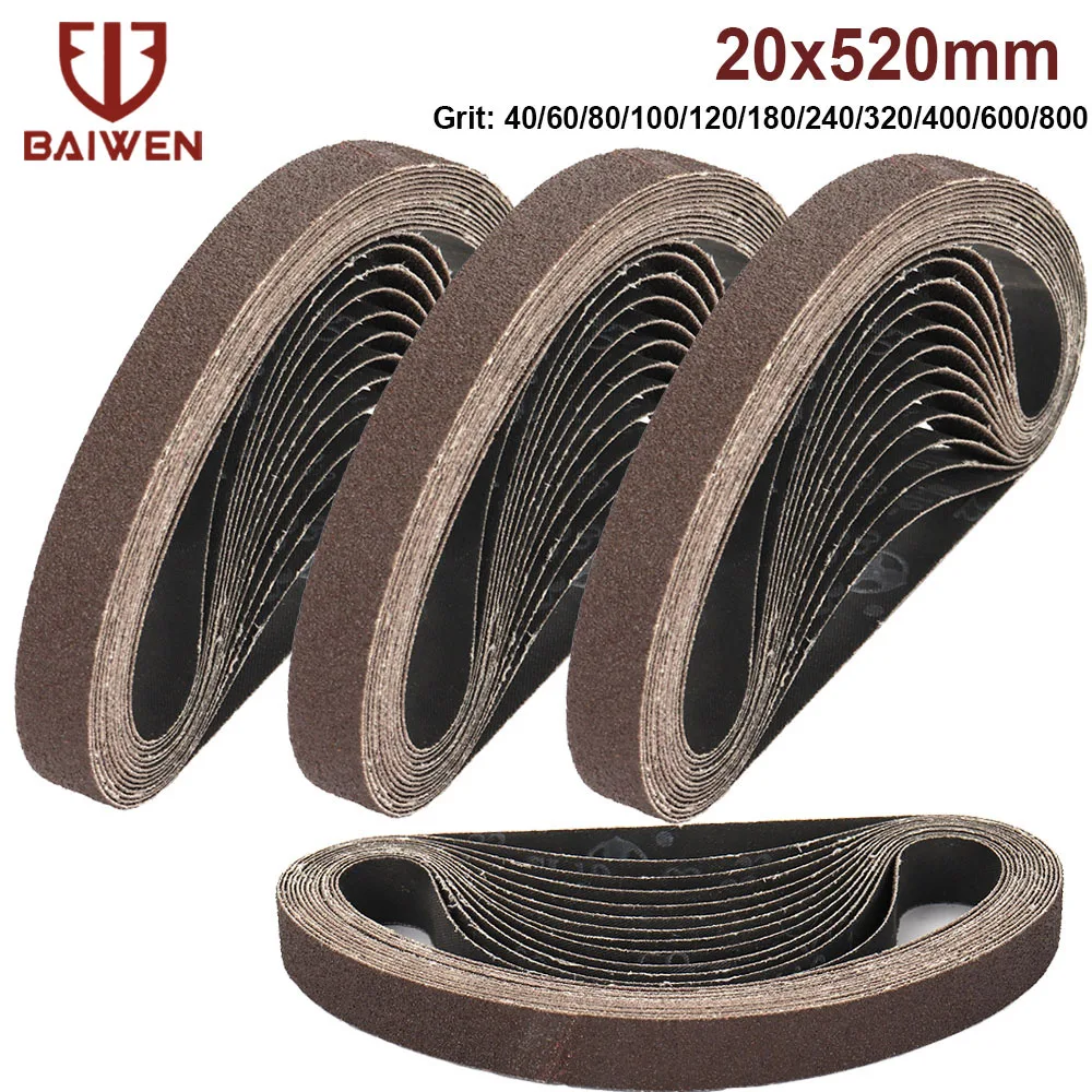 10 Pcs/Set 520*20Mm Sanding Belts 40-800 Grits Sandpaper Abrasive Bands For Belt Sander Abrasive Tools Wood Soft Metal Polishing 10 Pcs/Set 520*20Mm Sanding Belts 40-800 Grits Sandpaper Abrasive Bands For Belt Sander Abrasive Tools Wood Soft Metal Polishing