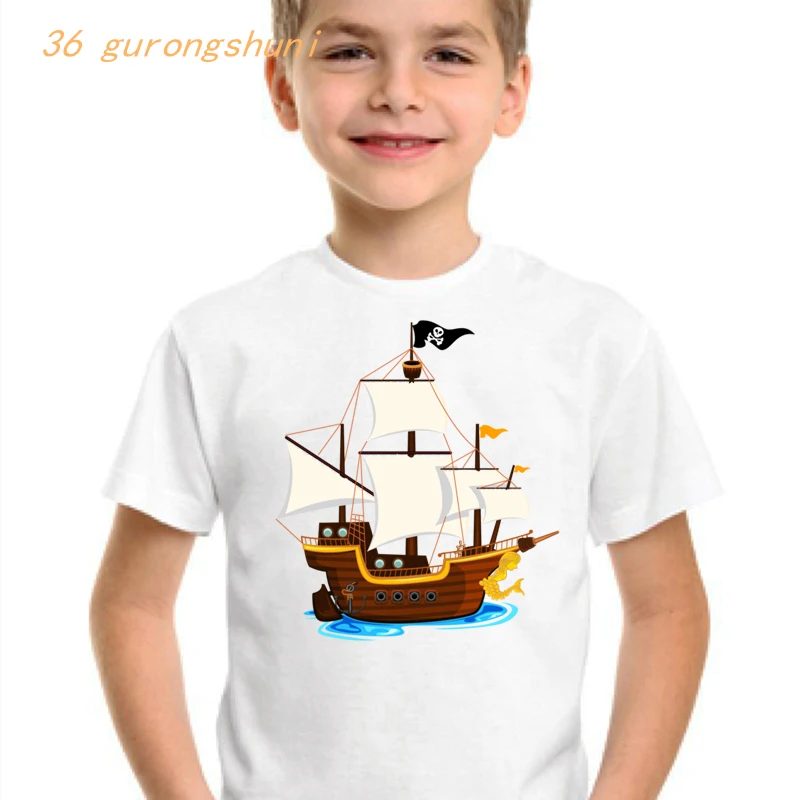 funny cartoon pirate t shirt for girls tshirt boy tops girl t-shirt children clothing kids clothes boys anime graphic t shirts t-shirt for kid girl