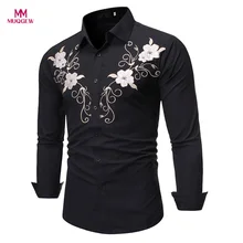 Мужская Новая модная рубашка с длинным рукавом, гавайская Мужская рубашка с принтом, мужская рубашка на пуговицах, мужская рубашка# F