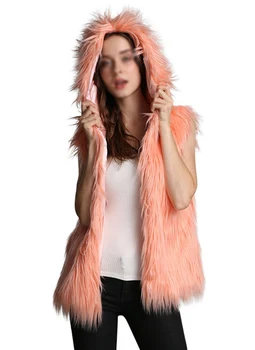 

2019 Fur Coat Women Autumn WinterJacket Imitation Fur Hooded Vest Warm Short Women's Jacket Female Coat