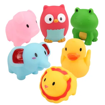 

Baby Bath Toys Cartoon Animal Float Soft Rubber Kids Water Toys Smooth Safe Water Spray Sound Children Bathroom Bathing Toys