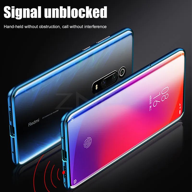 ZNP Магнитный адсорбционный металлический чехол для телефона для Xiaomi 8 9 SE 9T Pro двухсторонний стеклянный Магнитный чехол для Redmi Note 7 K20 Pro чехол s