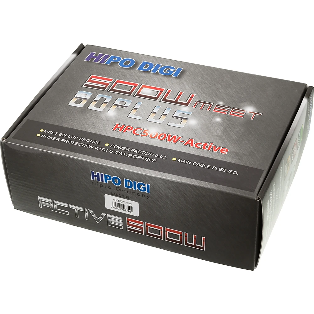 Блок питания Hipro ATX 500W HPC500W-Active 80+ bronze(24+4+4pin) APFC 120mm fan 4xSATA RTL