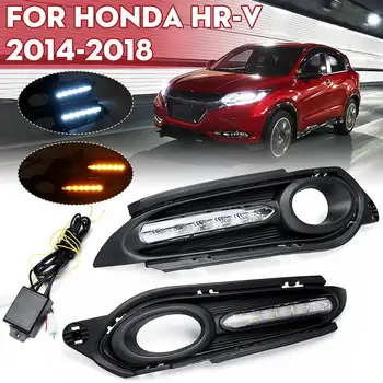 

Pair LED DRL Daytime Running Lights Lamps For Honda for HRV for HR-V 2014 2015 2016 2017 2018 w/fog light lamp hole 2/3colors
