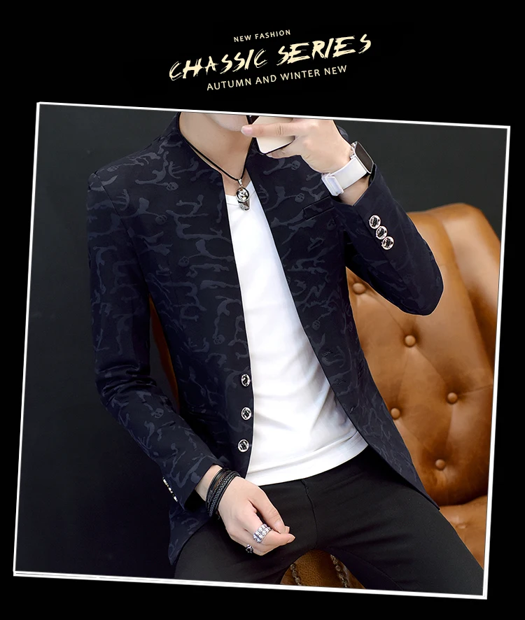 Fashion Men's Blazers Jacket Korean Style Boys Slim Fit One Button Top Coat Short Jackets Lapel B67